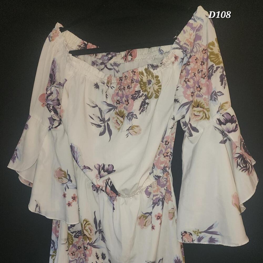 White floral dress with pink